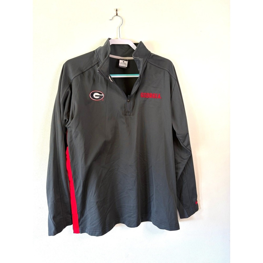 Nike Mens Georgia Bulldogs Quarter Zip Pullover Gray Red Size Large L NCAA